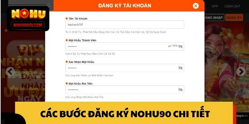 Các bước đăng ký NOHU90 chi tiết cho mọi người chơi